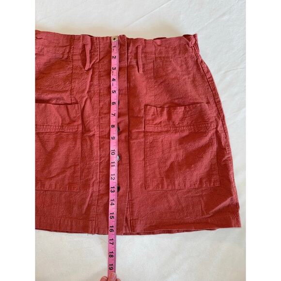 Hesperus Pink Women's Skater Mini Skirt L Buttons Pockets Stretch Waist EUC - Picture 4 of 7